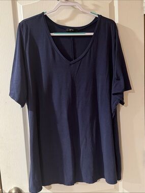 ellos Navy Blue V-Neck Tunic Top